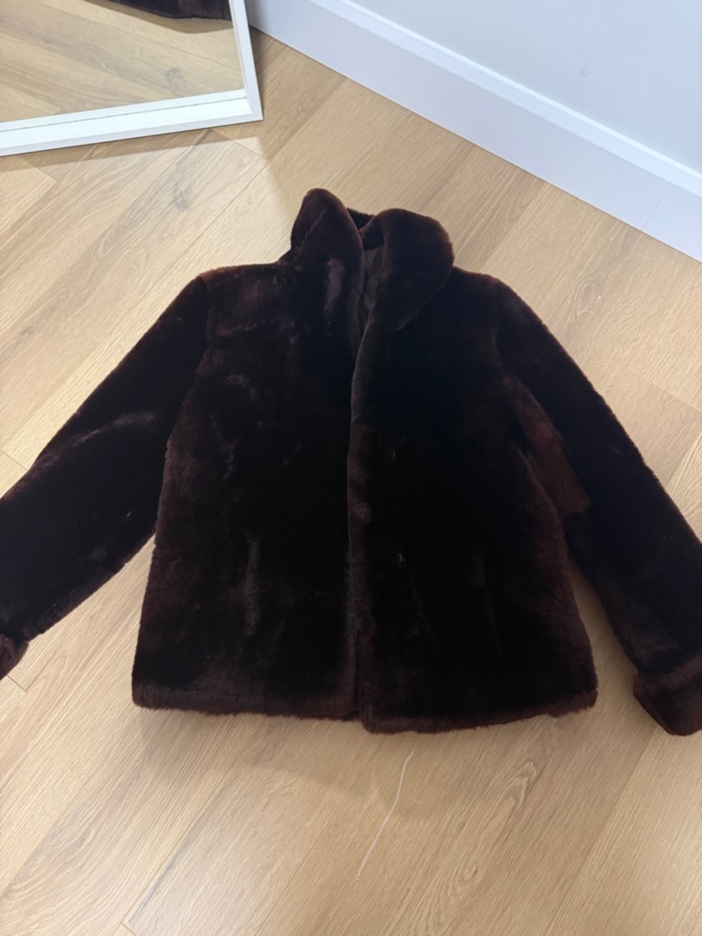 Faux Fur Jacket in Dark Brown